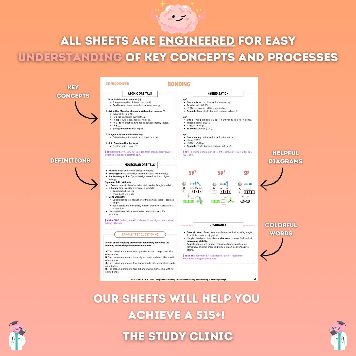 MCAT Organic Chemistry Study Guide | 21 Pages | Study Cheat Sheets | Pre-Med | Digital Download