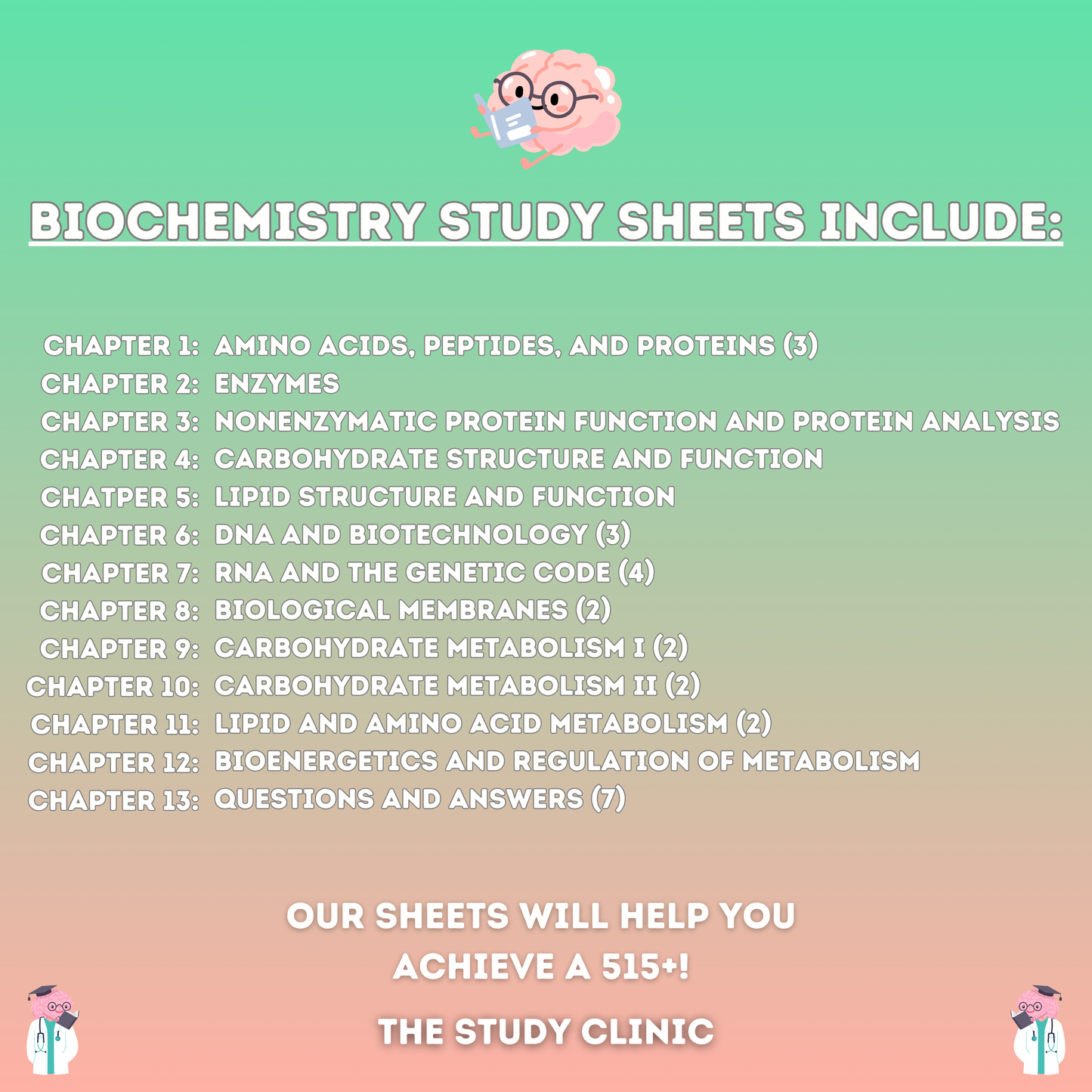 MCAT Biochemistry Study Guide | 31 Pages | Study Cheat Sheets | Pre-Med | Digital Download