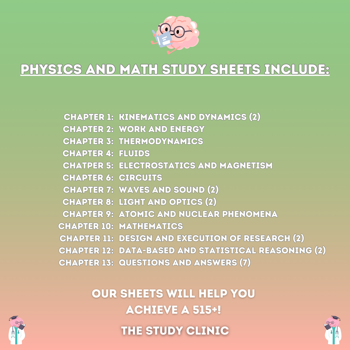 MCAT Physics and Math Study Guide | 30 Pages | Study Cheat Sheets | Pre-Med | Digital Download