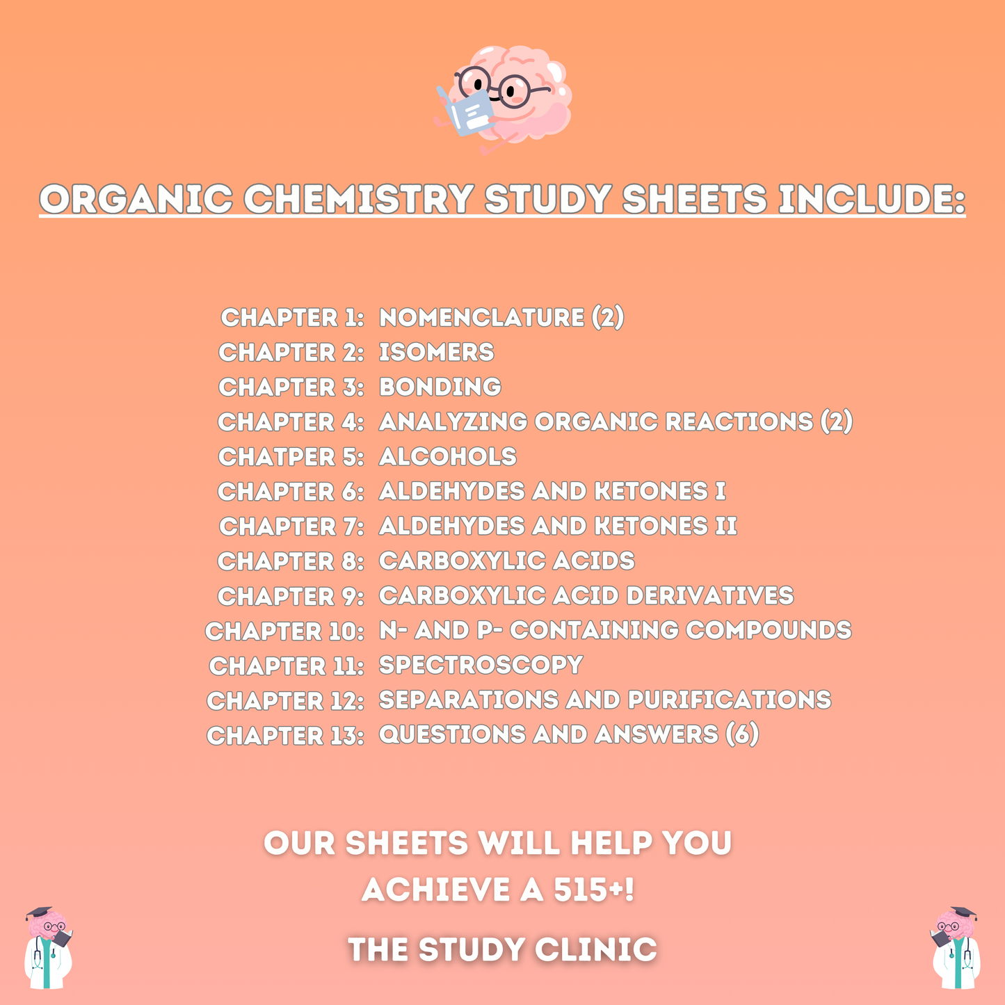 MCAT Organic Chemistry Study Guide | 21 Pages | Study Cheat Sheets | Pre-Med | Digital Download