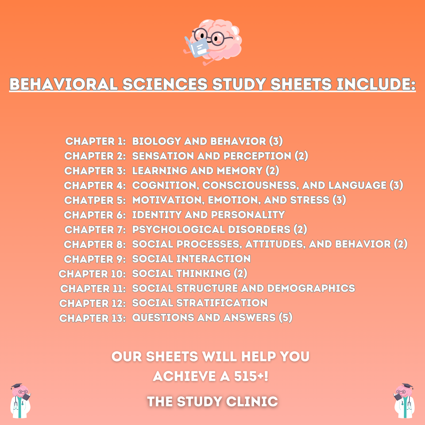 MCAT Behavioral Sciences Study Guide | 30 Pages | Study Cheat Sheets | Pre-Med | Digital Download